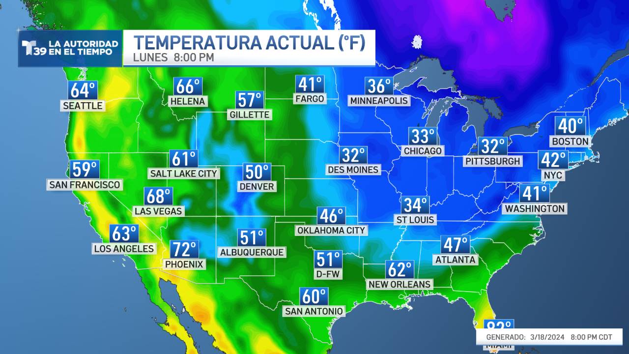 Temperaturas actuales - Estados Unidos